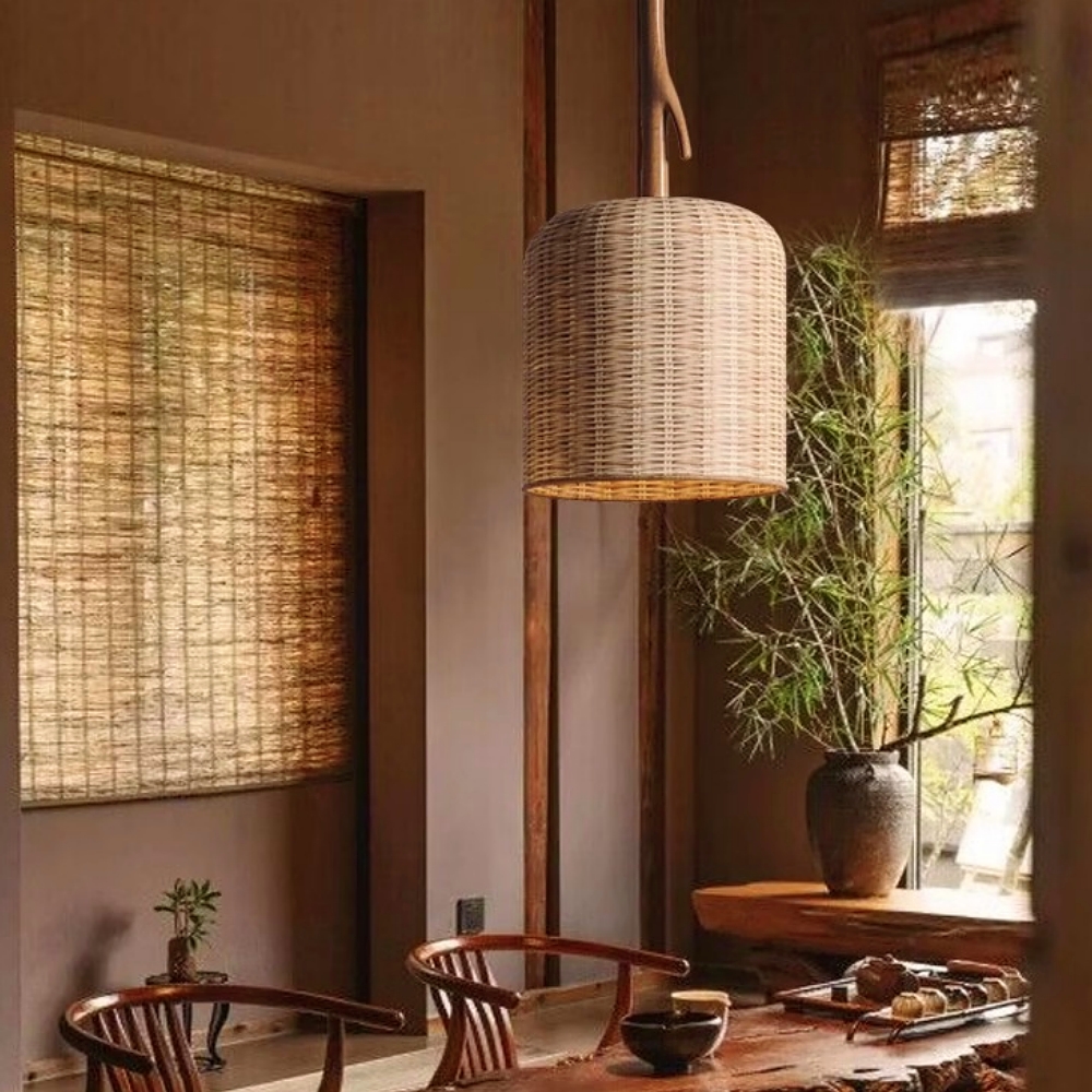Wabi-Sabi Style Rattan Woven Combination Pendant Light