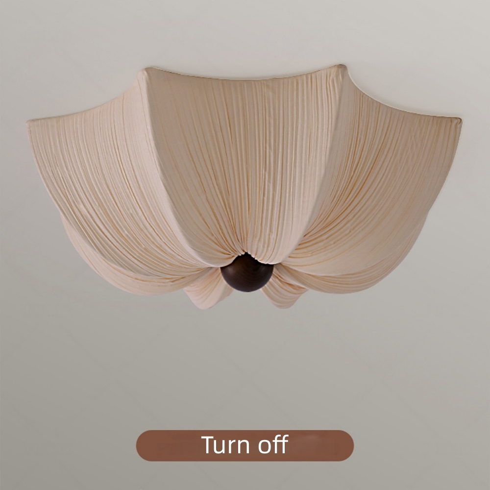 French Retro Fabric Petal Ceiling Light Vintage Flush Mount