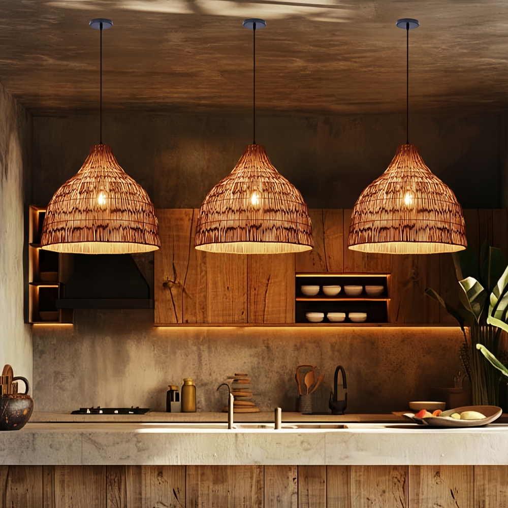 Japanese Retro Rattan Pendant Light Rustic Pastoral Charm