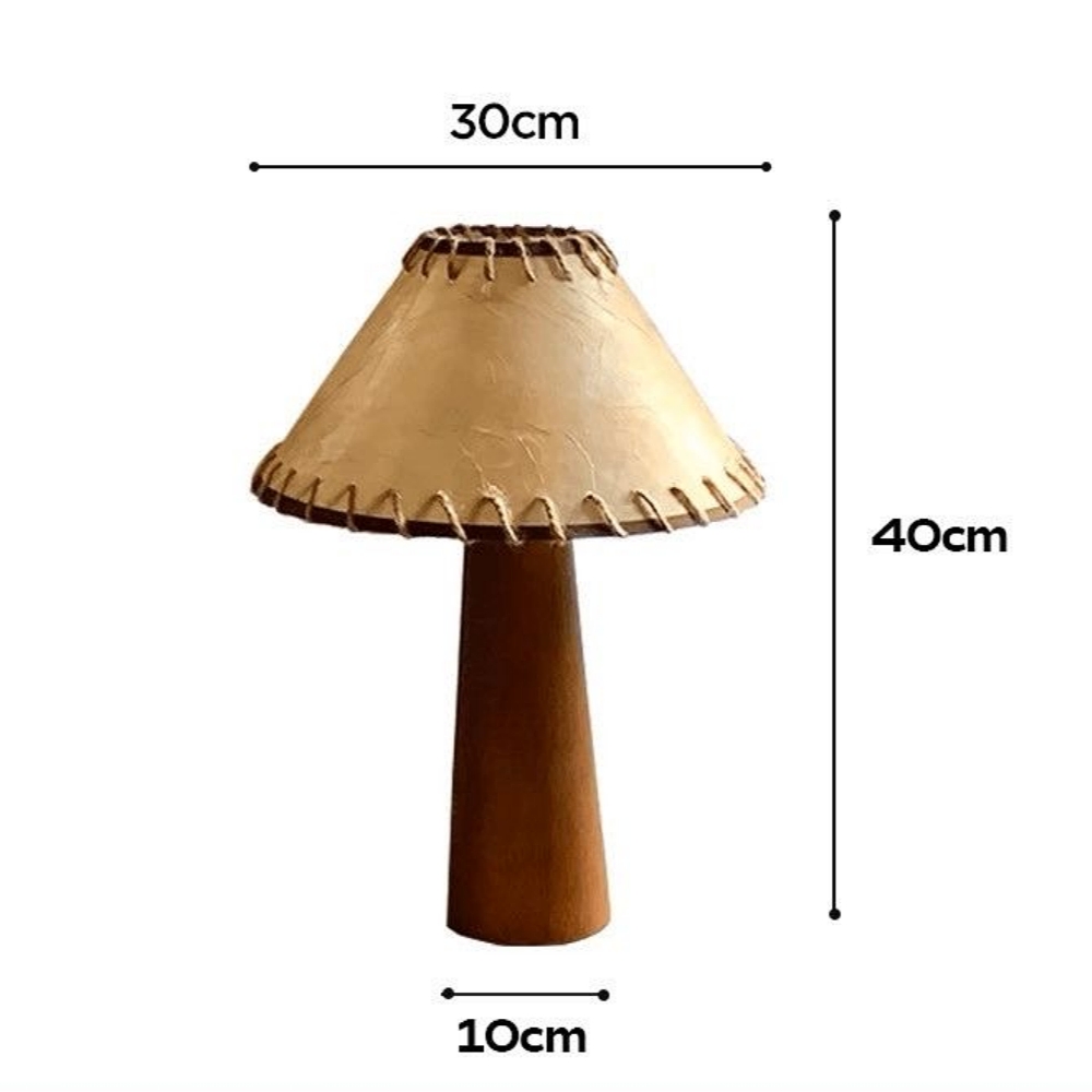 Mid-Century Vintage Dark Solid Wood Parchment Table Lamp