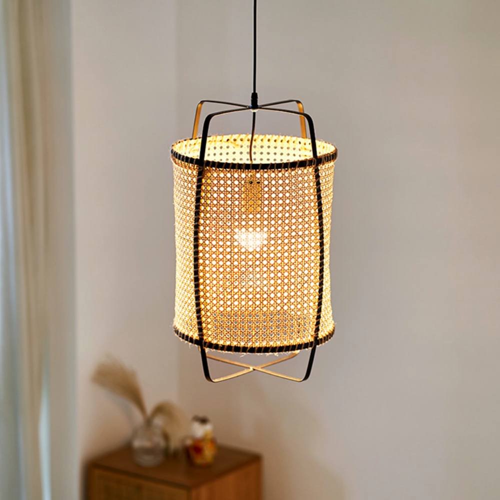 Wabi-Sabi Style Rattan Cane Pendant Light