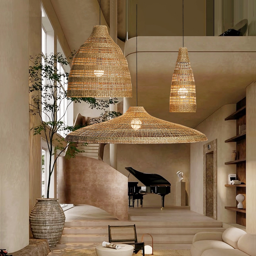 Handwoven Natural Water Hyacinth Pendant Lamp