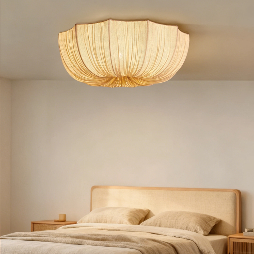 Japanese Retro Wabi-Sabi Style Fabric Pendant Light Living Room Bedroom Lighting Fixtures