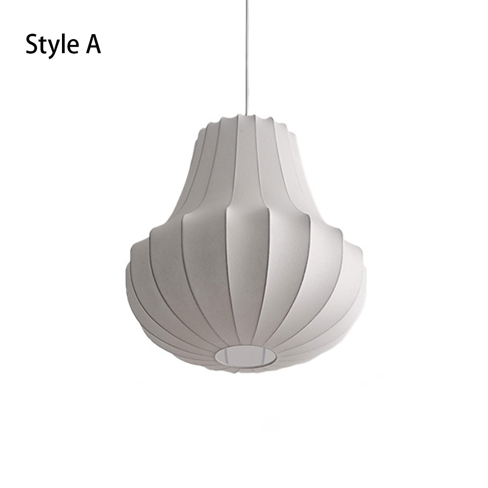 Nordic Simple White Silk Chandelier Dining Room Fabric Pendant Lighting