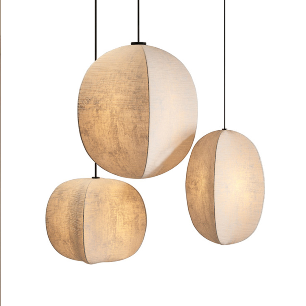 Wabi-sabi Style Living Room Fabric Chandelier Japanese Homestay Light Fixture