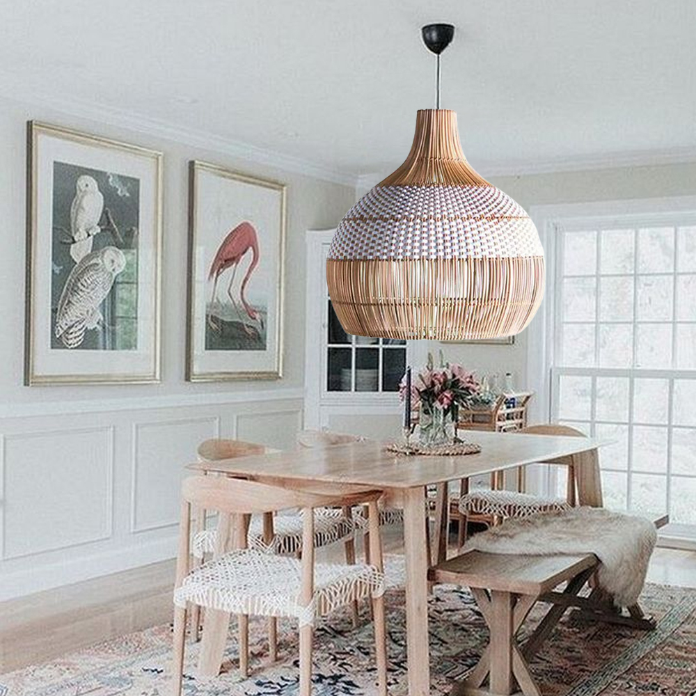 Modern Classic White Rattan Chandelier For Kitchen Island