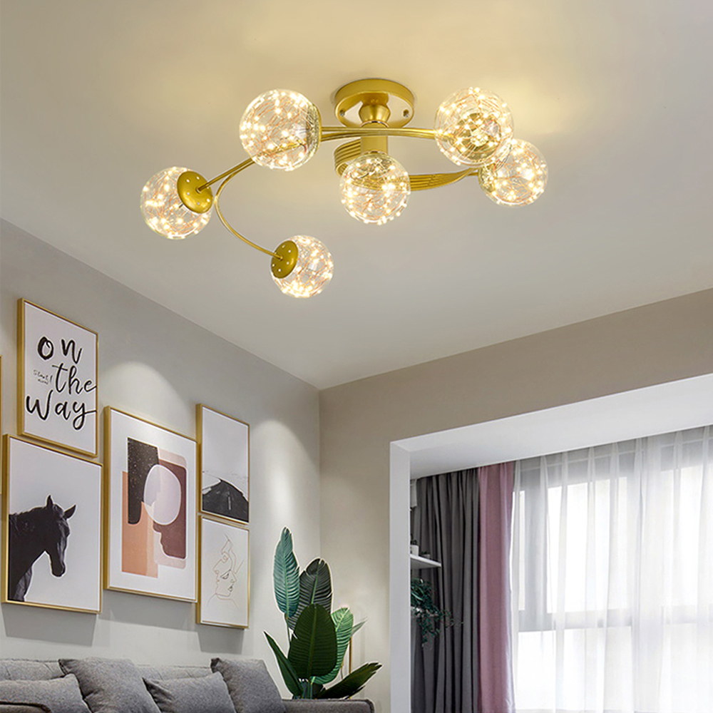 Nordic luxury star string chandelier glass bubble pendant lighting living room glass ball lamps
