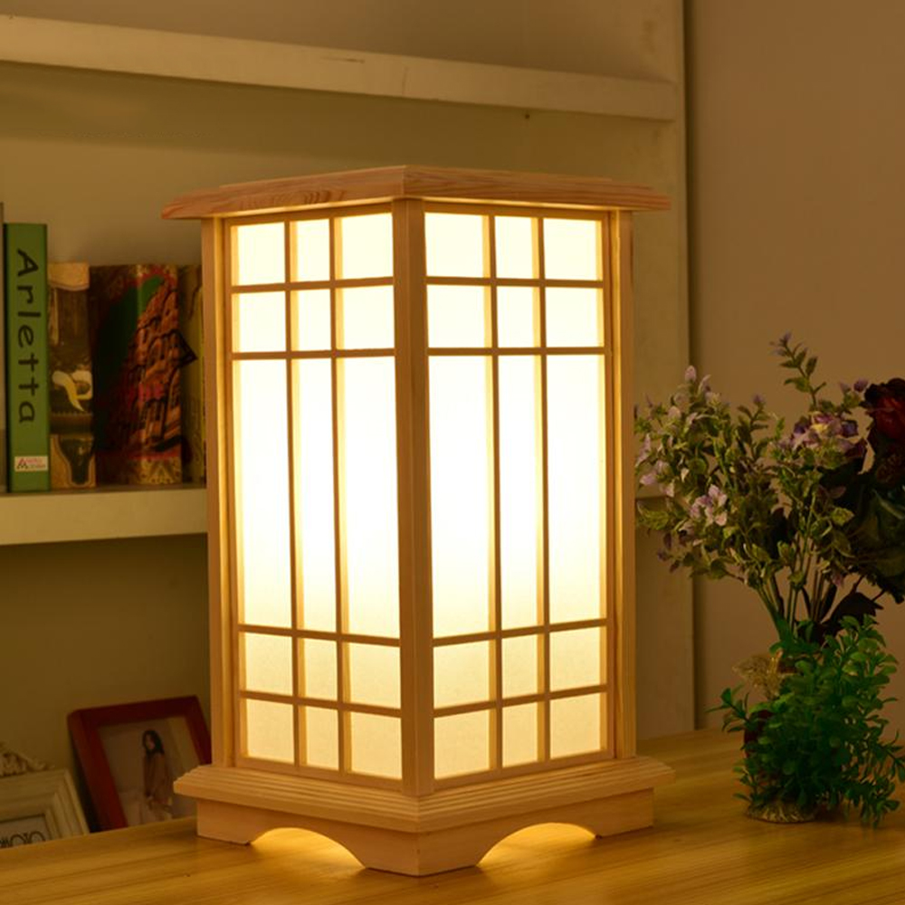 Japanese Floor Lamp Wood Tatami Table Lamp For Bedroom