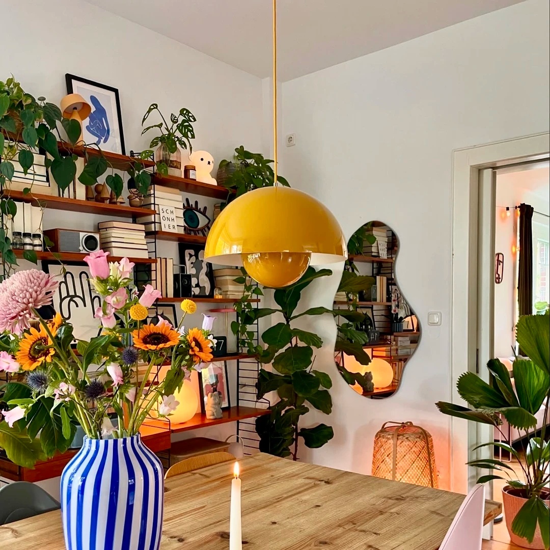 Adjustable Arm Metal Pendant Light Danish Flush Mount Flowerpot Dining Room Light