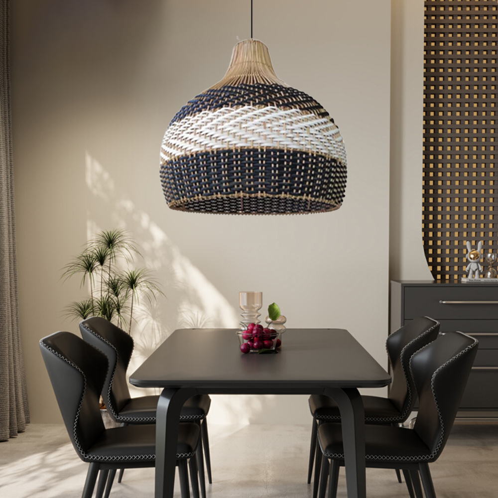 California Rattan Pendant Light Chandelier Coastal Interior Design Lighting Fixture