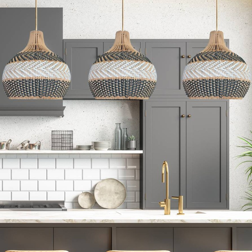 Serena Dark Grey Rattan Pendant Light