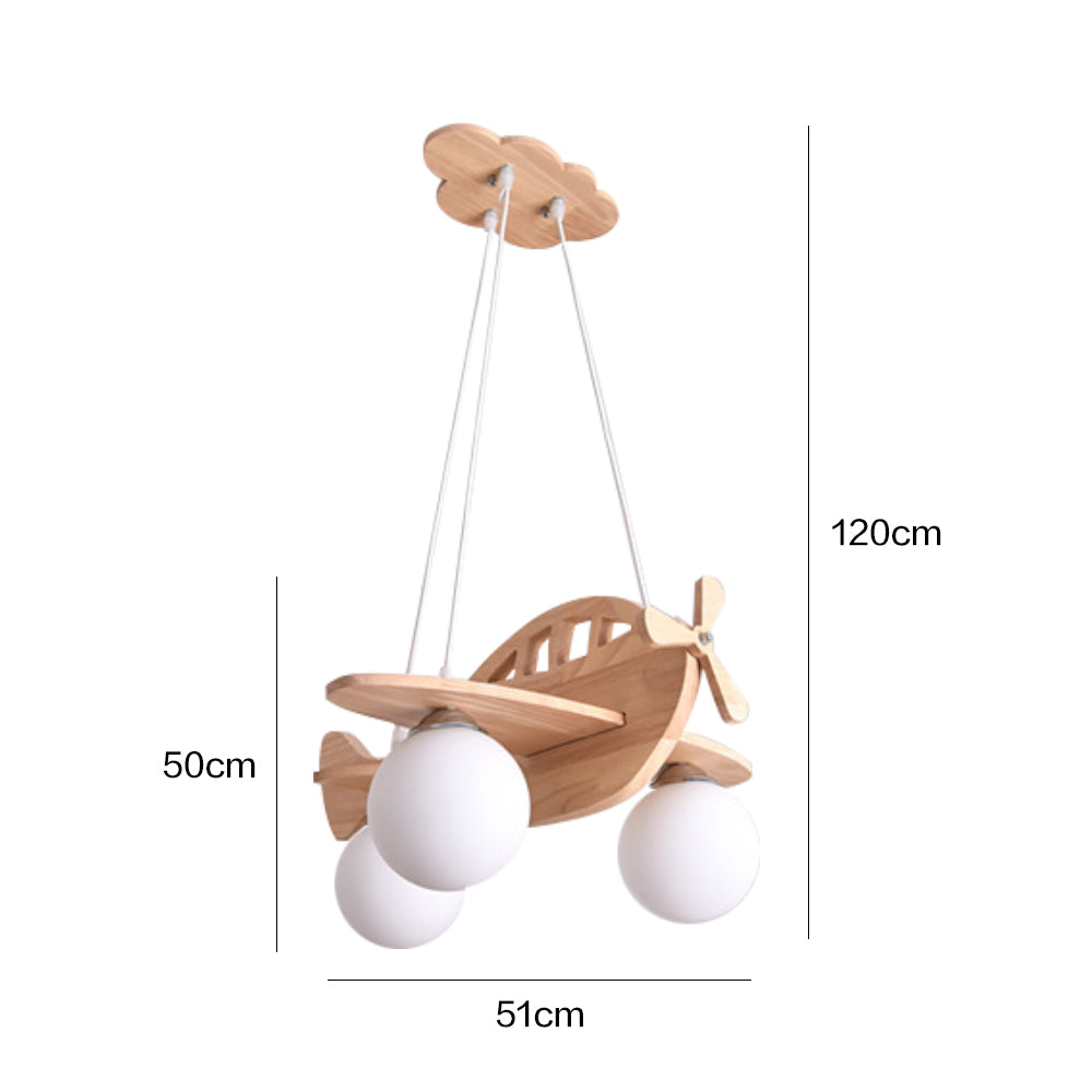 Nursery Wooden Pendant Lighting Kids Ceiling Light Fixture Aircraft