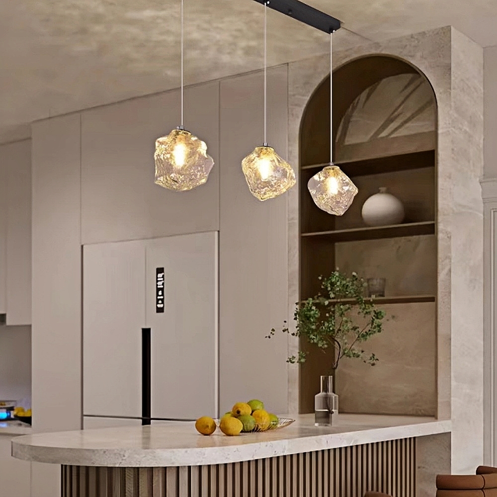 Modern Minimalist Art Ice Glass Pendant Light Creative Entrance Bar Counter Pendant Light
