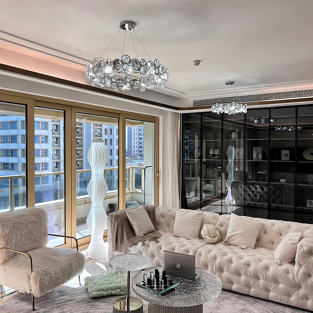 Modern Light Luxury Living Room Bubble Crystal Chandelier