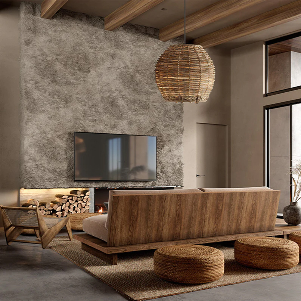 Wabi-Sabi Interior Design Rattan Pendant Light Living Room Bedroom Hanging Lighting Lamp Shade