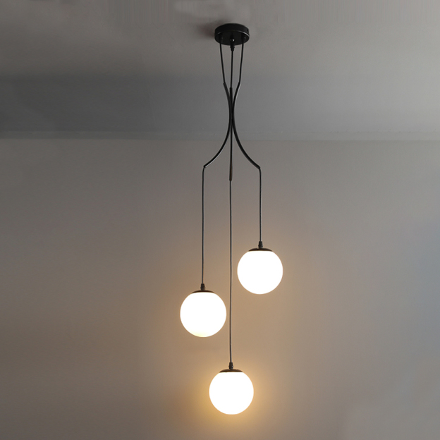 Loft Glass Chandelier Modern Bubble Brass Long Metal Pendant Light