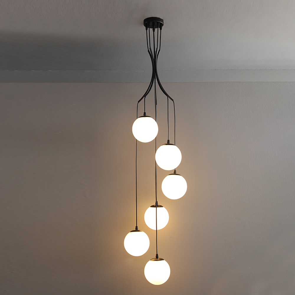 Loft Glass Chandelier Modern Bubble Brass Long Metal Pendant Light