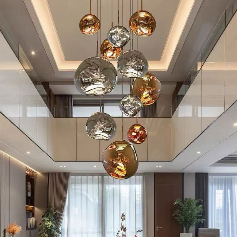 Designer Lava Chandelier Luxury Loft Stairwell Living Room Pendant Light