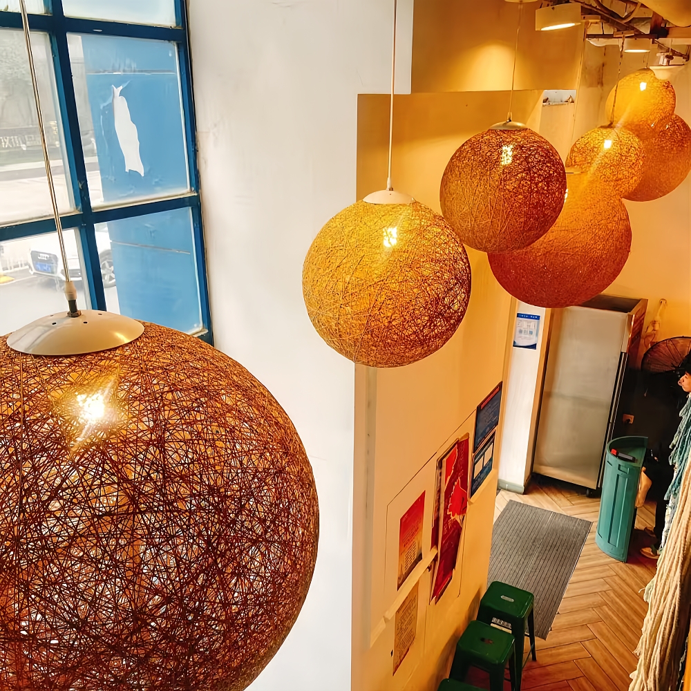 Creative Handmade Woven Colorful Rattan Woven Personalized Circular Chandelier