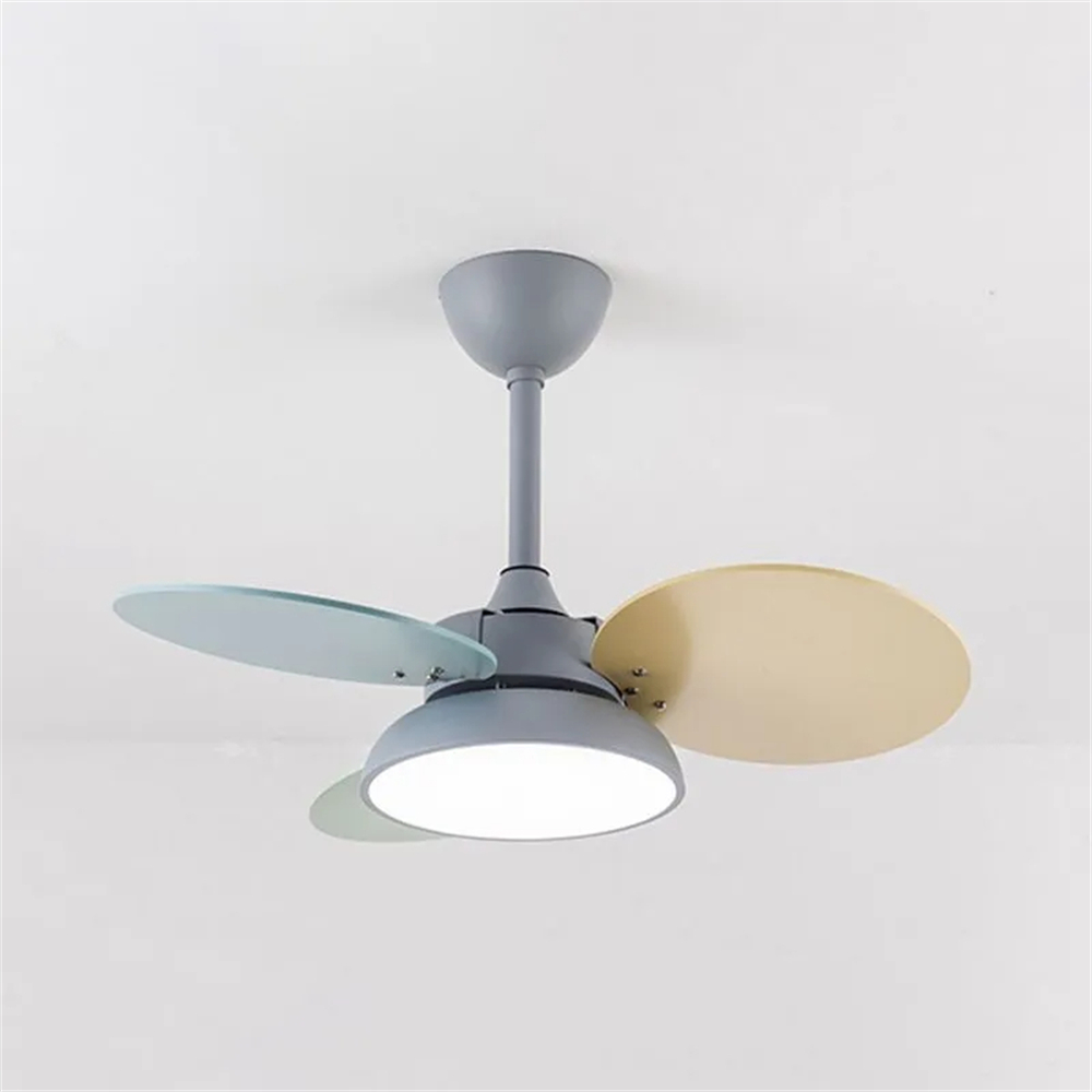 Nordic Style Macaron Color Matching Fan Integrated Silent LED Pendant Light