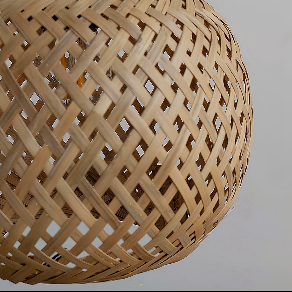 Handmade Kitchen Island Bamboo Pendant Light Minimal Woven Hanging Lamp