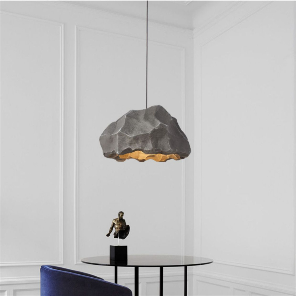 Wabi-sabi retro style imitation micro-cement irregular rock chandelier