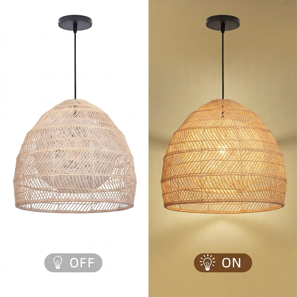 Luminaria Rattan Basket Pendant Light ampshade Simple Basket Rattan Chandelier