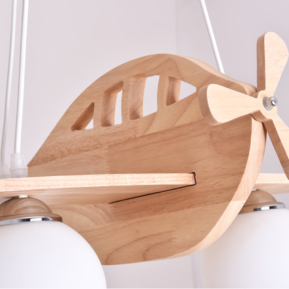 Nursery Wooden Pendant Lighting Kids Ceiling Light Fixture Aircraft