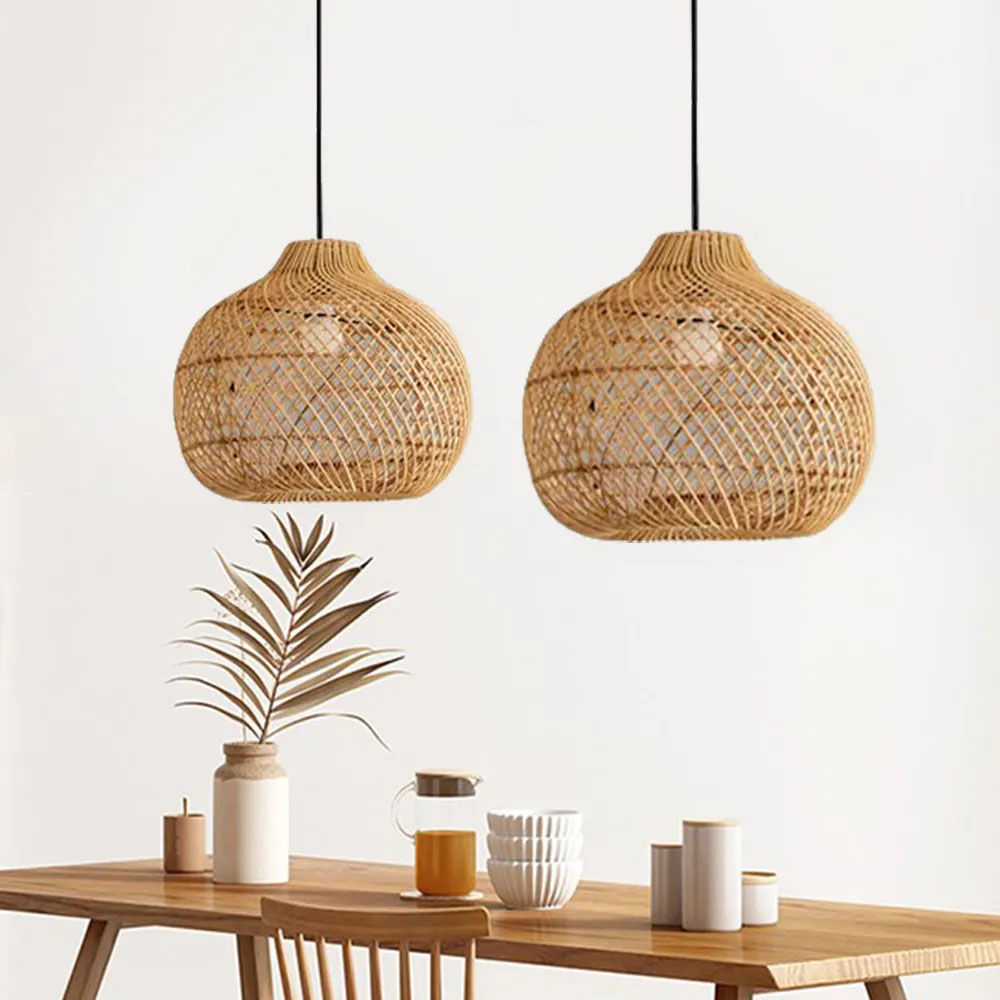 Scandinavian restaurant rattan chandelier hand-woven antique Japanese coastal pendant light