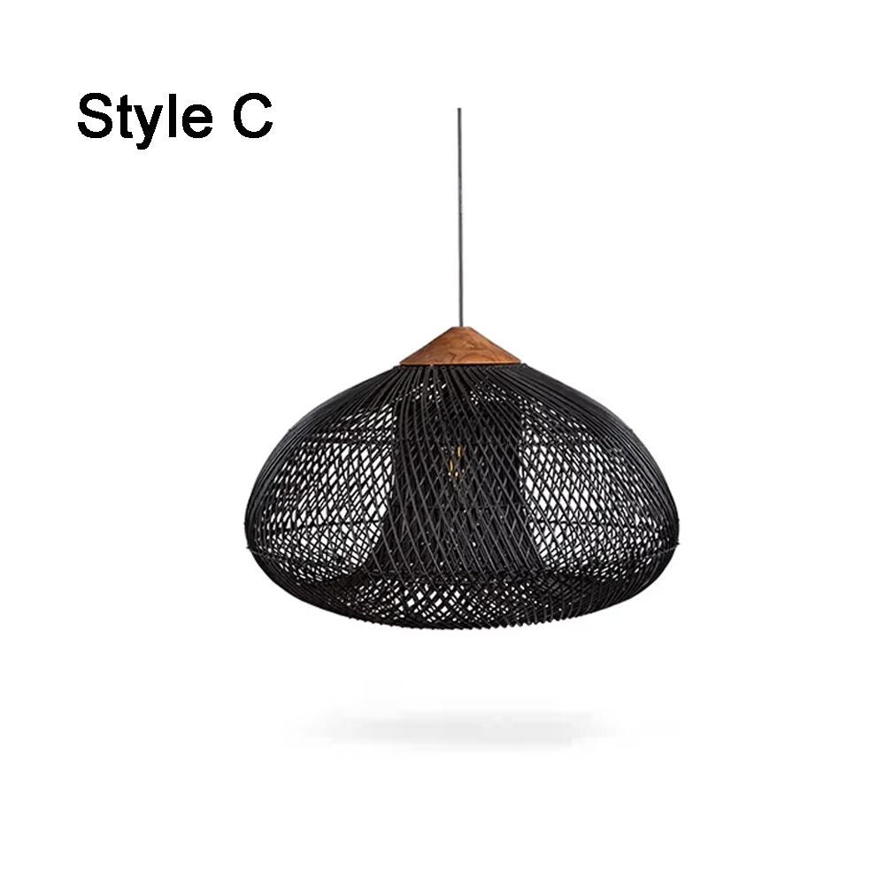 Rattan Pendant Light Wabi Sabi Style Retro Dining Room Chandelier