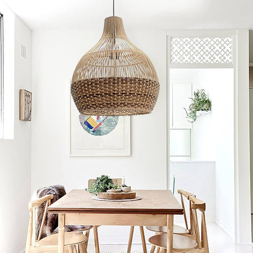 Paris Rattan Pendant Light Beautiful Boho Lampshade For Dining Room