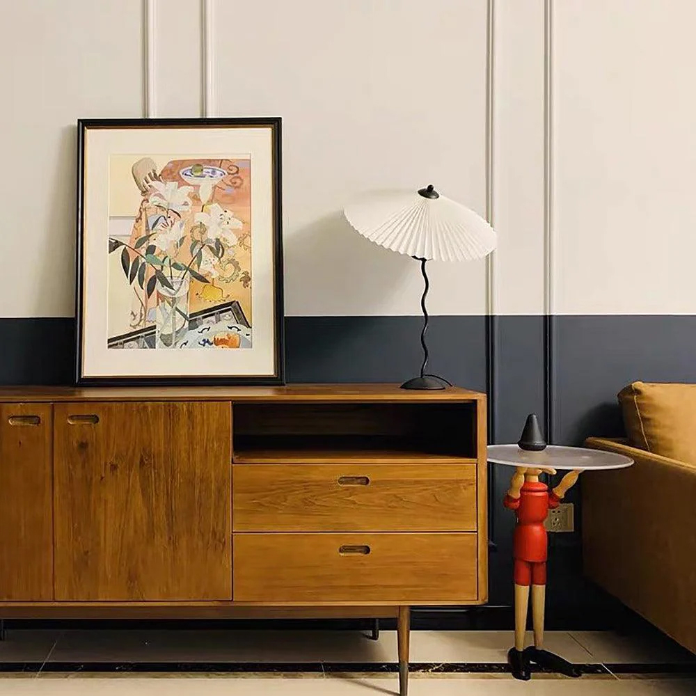 Modern Squiggle Table Lamp Pleated Umbrella Desk Lamp