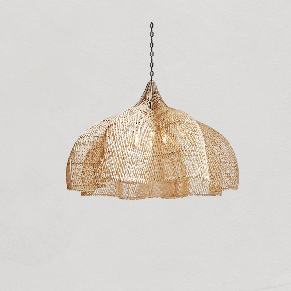 Justina Rattan Pendant Light Wabi Sabi Wicker Chandelier