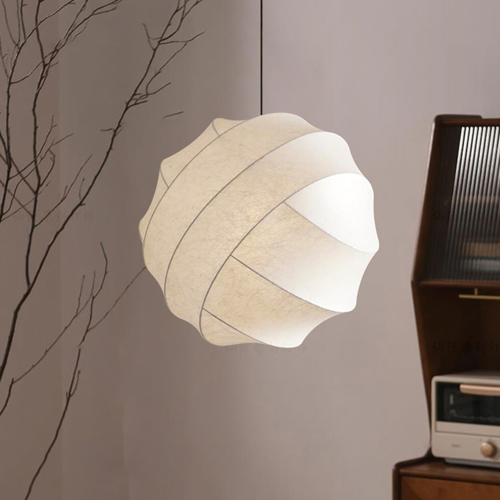 Wabi Sabi Living Room Decorative Lighting Japanese Silk Fabric Pendant Light