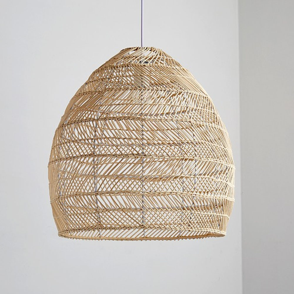 Bohemia Natural Rattan Woven Pendant Light Tatami Black Hanging Lamp Coastal Design