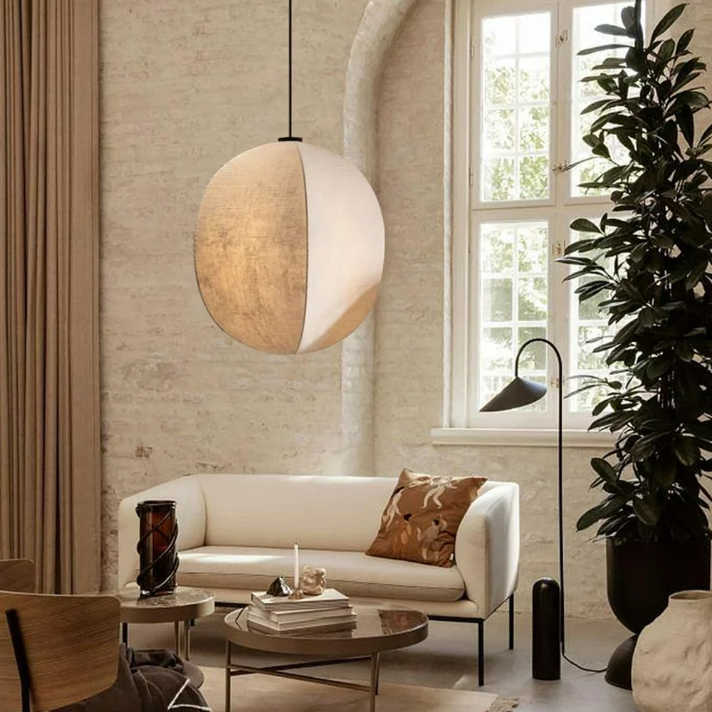 Wabi-sabi Style Living Room Fabric Chandelier Japanese Homestay Light Fixture