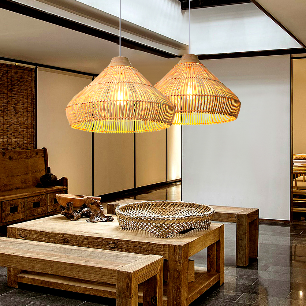 Bohemia rattan pendant light handmade ceiling light fixture for dining room kitchen