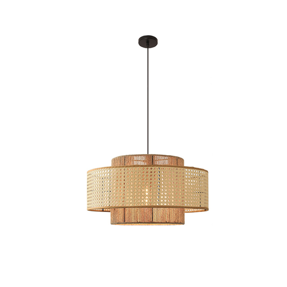 Commercial Restaurant Rattan Pendant Light Fixture Wabi-sabi Rope Woven Lantern Chandelier