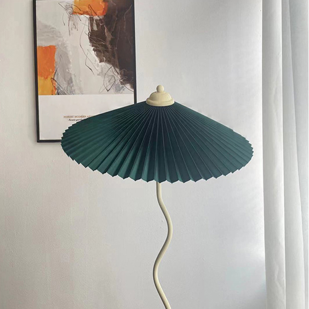 Vintage Pleated S-shaped Floor Lamp Designer Art Fabric Standing Lamps
