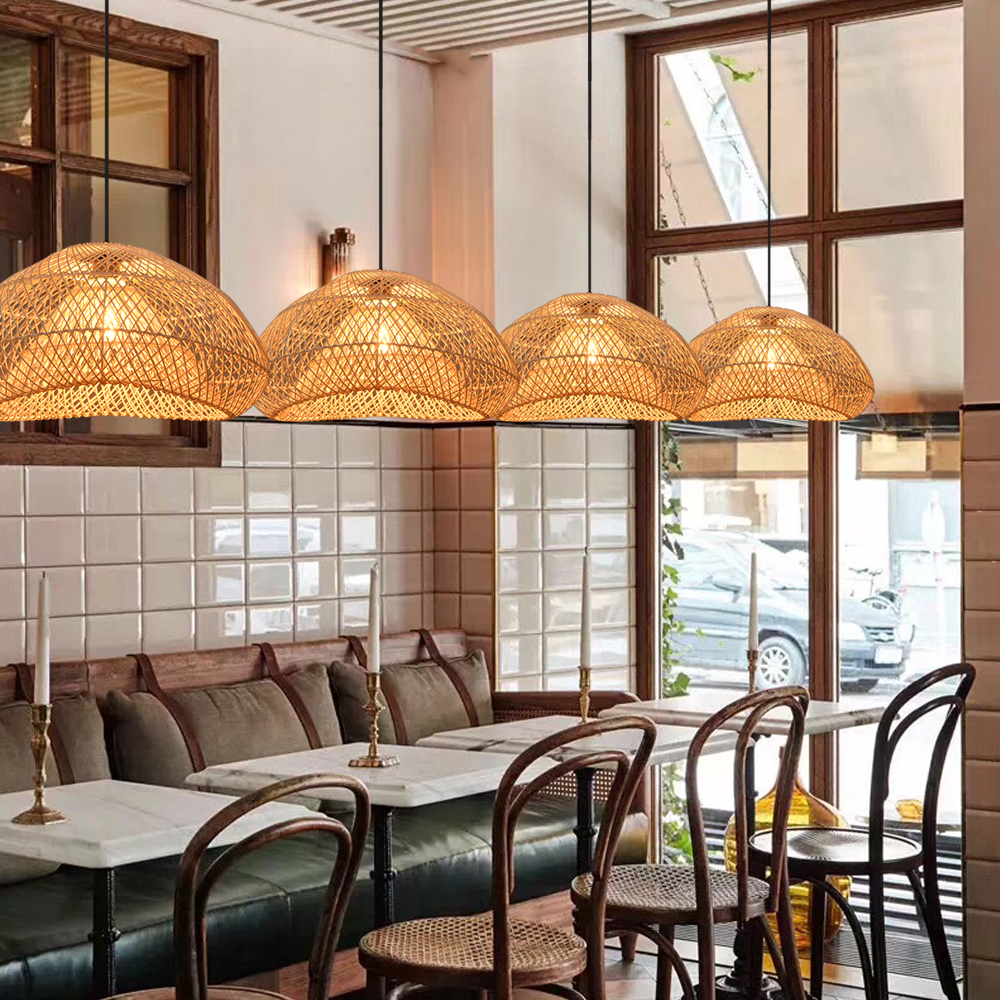 Wabi-Sabi Style Japanese Rattan Pendant Light Fixture For Living Room