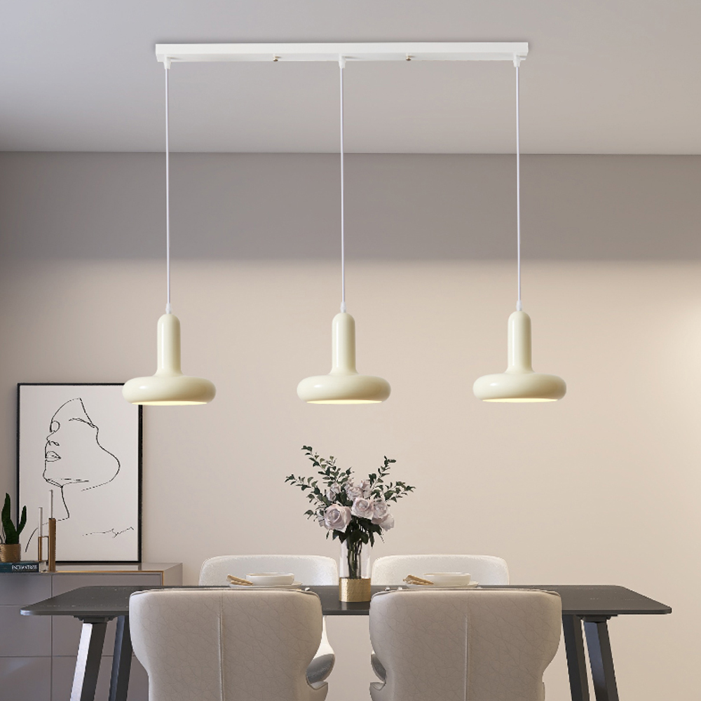 3-head Glass chandelier modern cream 3 lights in one pendant light shade