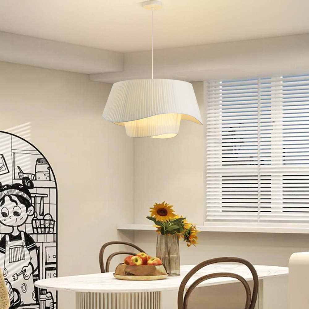 Bohemian Cream Living Room Fabric Pendant Light Makeover Home Decor Lamp