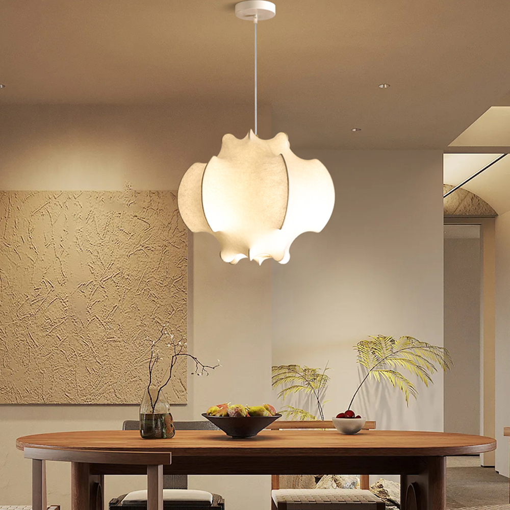 Retro Wabi-sabi Style Dining Room Hanging Lamp Art Imitation Silk Chandelier