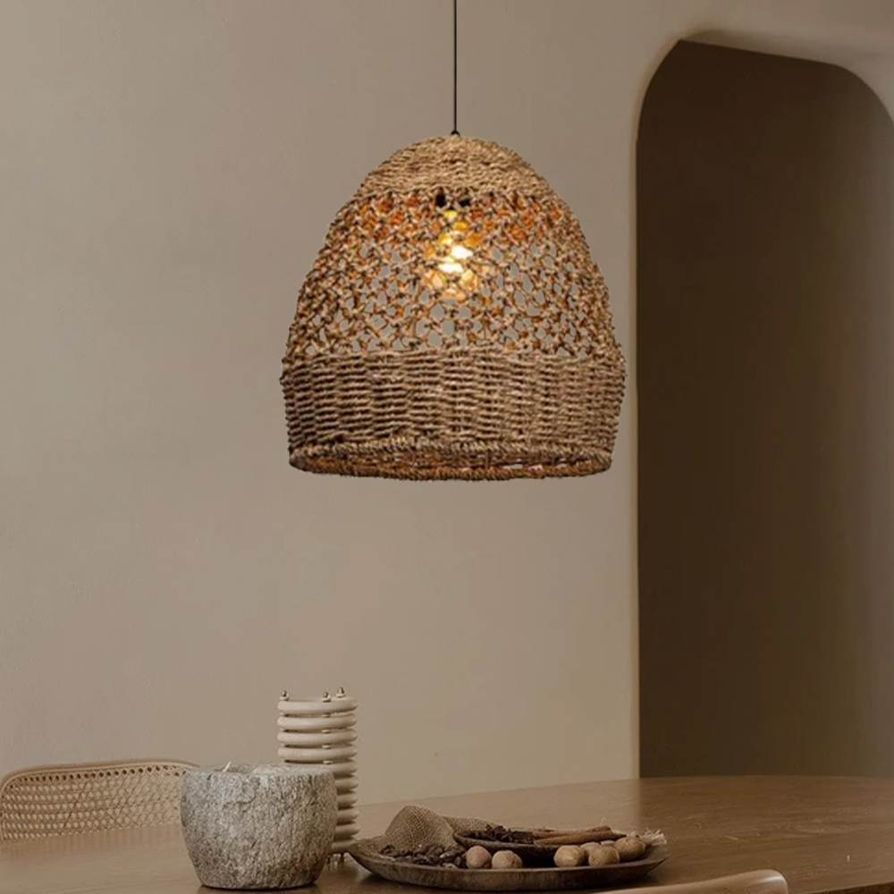 Natural Seagrass Lampshade Rattan Pendant Light Handmade Lamp Fixture