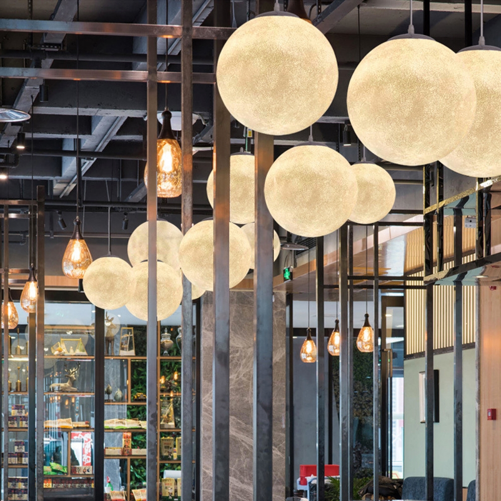 Quality Extra Large Moon Resin Globe Chandelier Nordic Ball Planet Restaurant Pendant Light