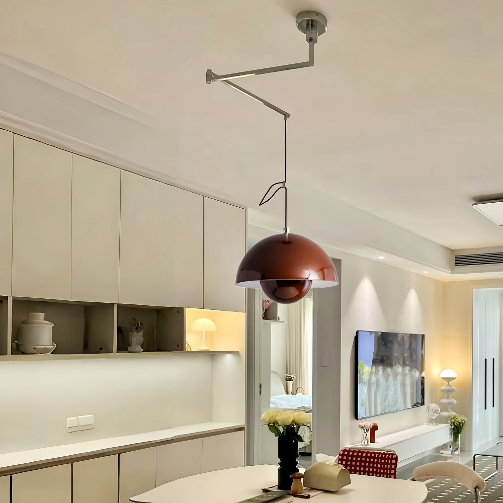 Adjustable Arm Metal Pendant Light Danish Flush Mount Flowerpot Dining Room Light