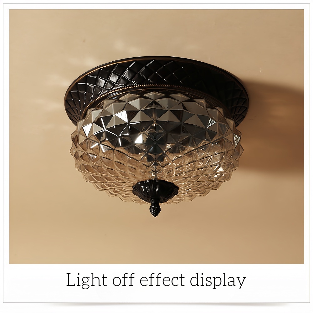 Vintage Entrance Light Corrugated Glass Ceiling Light