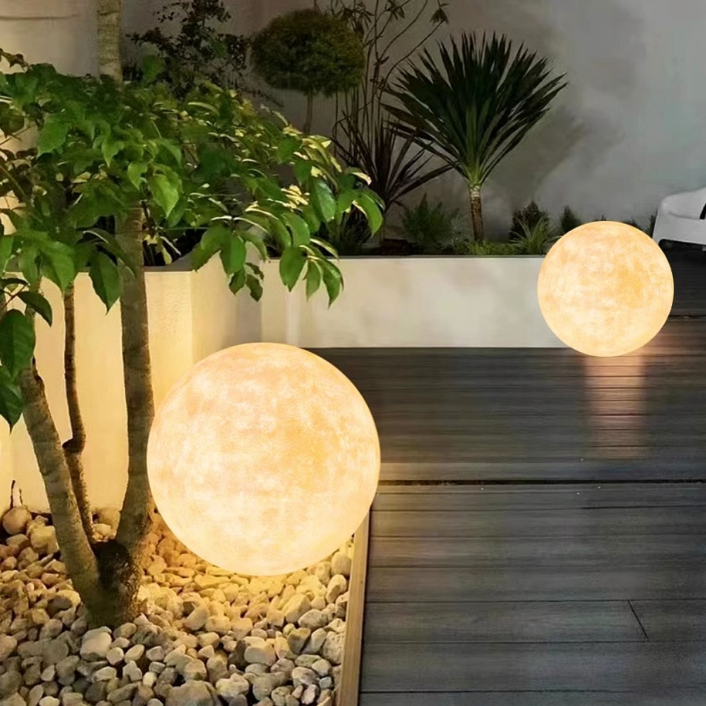 Nordic Creative Indoor&Outdoor Waterproof Resin Fiber Art Moonlight Floor Lamp