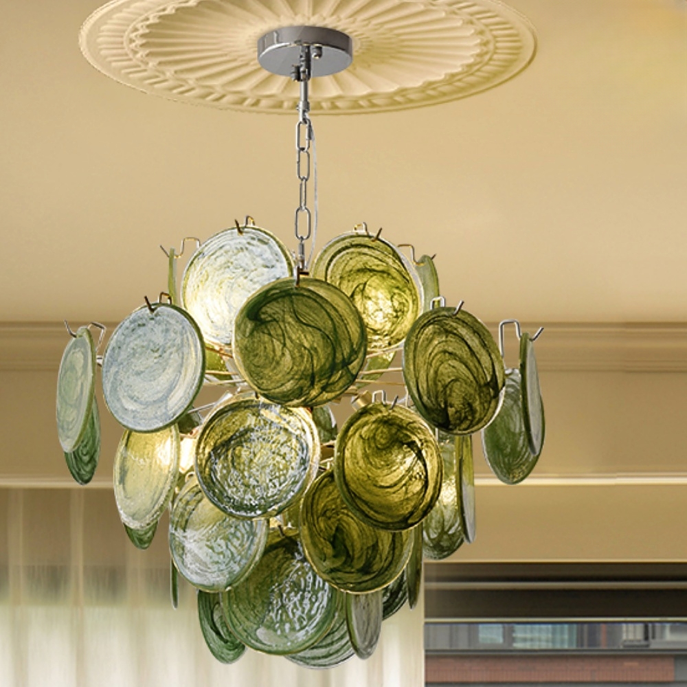 Italian Style Vintage Colored Multi-Layer Handmade Glass Pendant Light