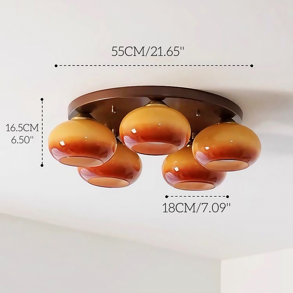 Mirad Retro Persimmon Glass Ceiling Light Bedroom Living Room